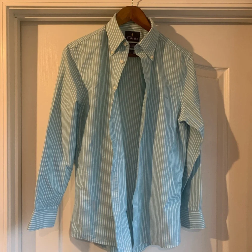 Men's Stafford blue button up Striped Shirt
